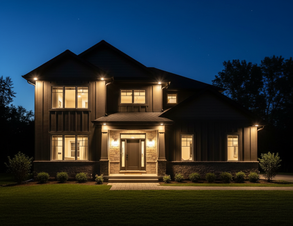 Gebäude professionell beleuchtet